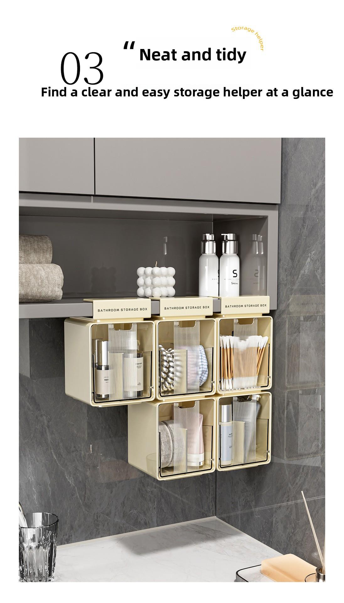 [Aesthetic] Clario Minimalist Hanging Storage Box - No Drill Desk Edge & Closet Shelf Organizer. Dual-Compartment Flip-Lid Container for Stationery & Jewelry. Dorm Essentials Desk Reset