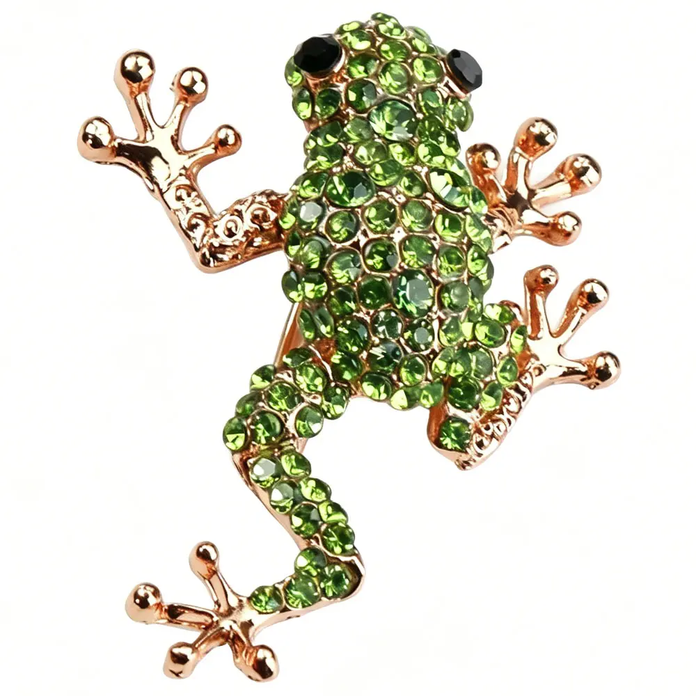 Jumping Green Frog Brooch Accessory