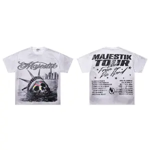 Majestik Rhinestone Script Skull Statue Of Liberty Tour Graphic T-Shirt, Grey Tie Dye Vintage Washed Oversized Streetwear, Unisex Men Short Sleeve Hip Hop Y2K Rhinestone Tee | vintage tour tees | new york drip | TikTok Shop Deals