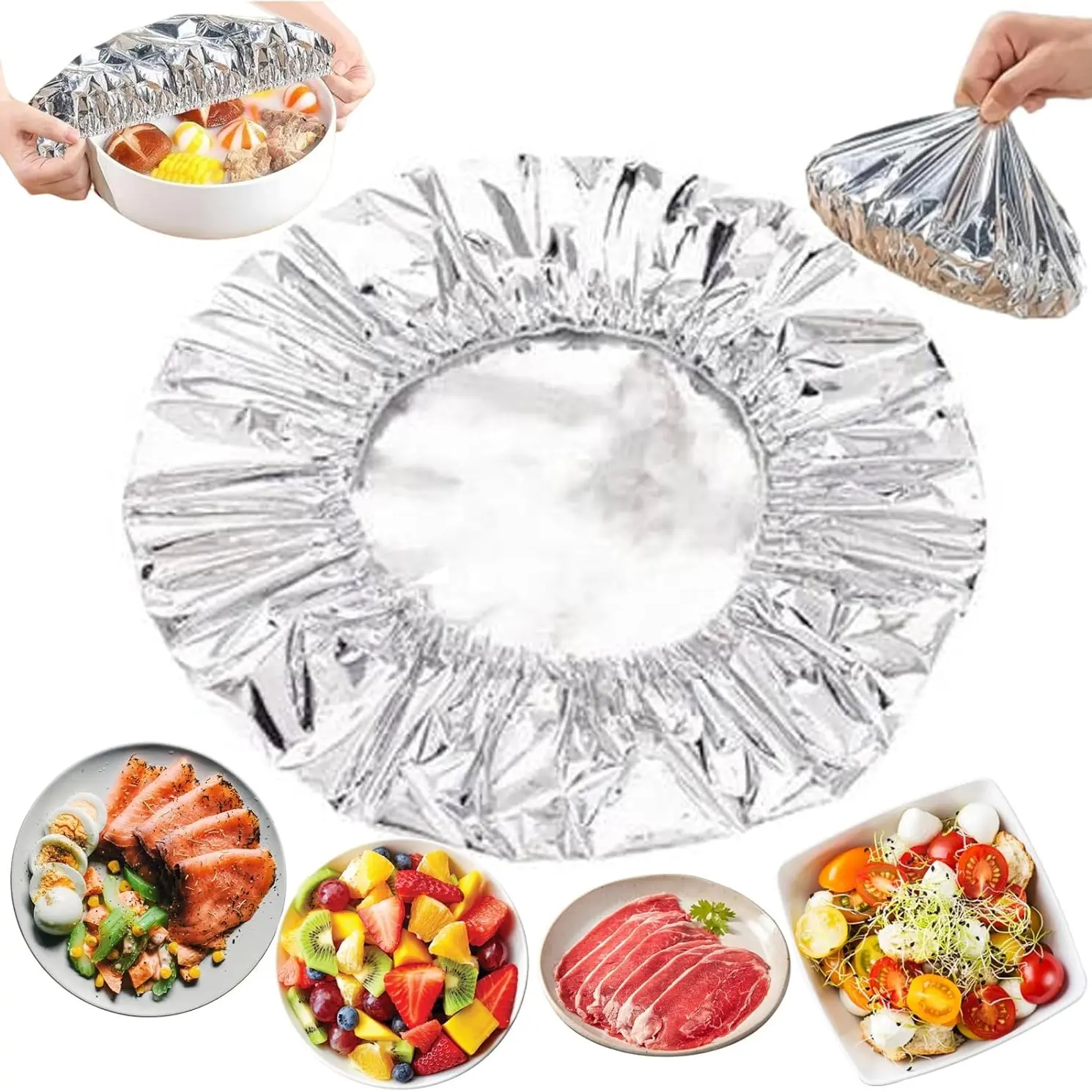 50 Pieces Aluminum Foil Insulation Film, Tableware Food Warmer Set, Household Food Preservation Film, Keep Meals Fresh and Warm, Aluminum Foil Food Covers
