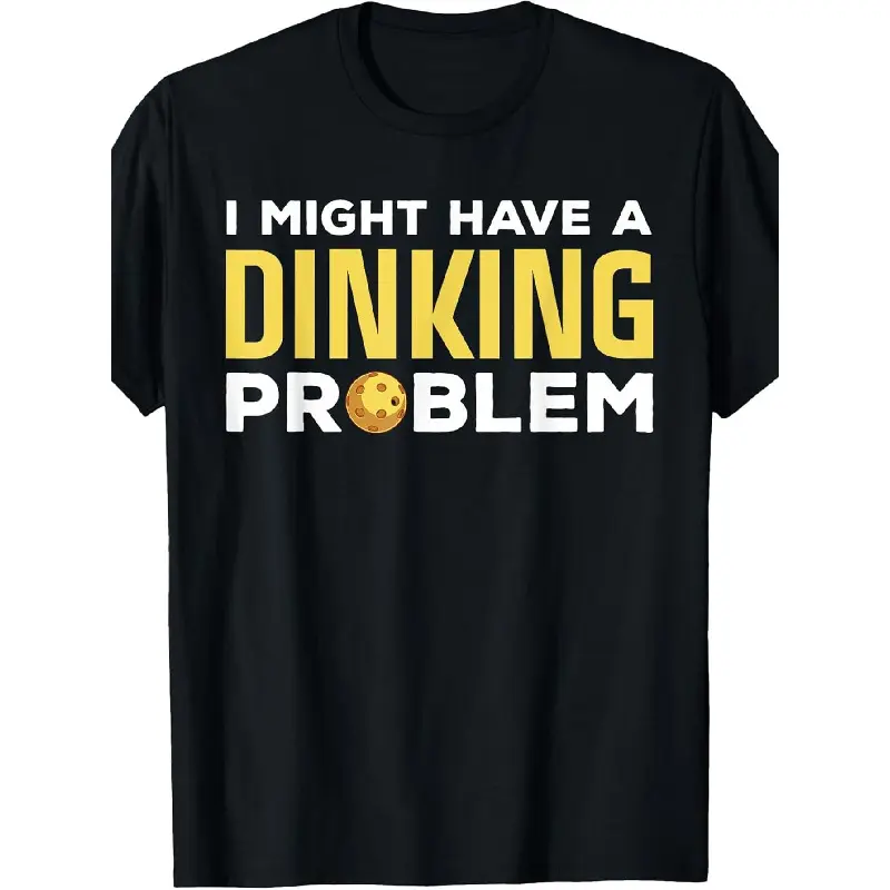 Men's Casual Tee - Funny Pickleball Print, Soft Cotton, Breathable, Loose-Fit, Double Stitched, Machine Washable, Unisex Athletic Training Top, Round Neck, Short-Sleeve, Baggy, Snarky, Backless, Compression, Monaco-Inspired, Father's Day Special