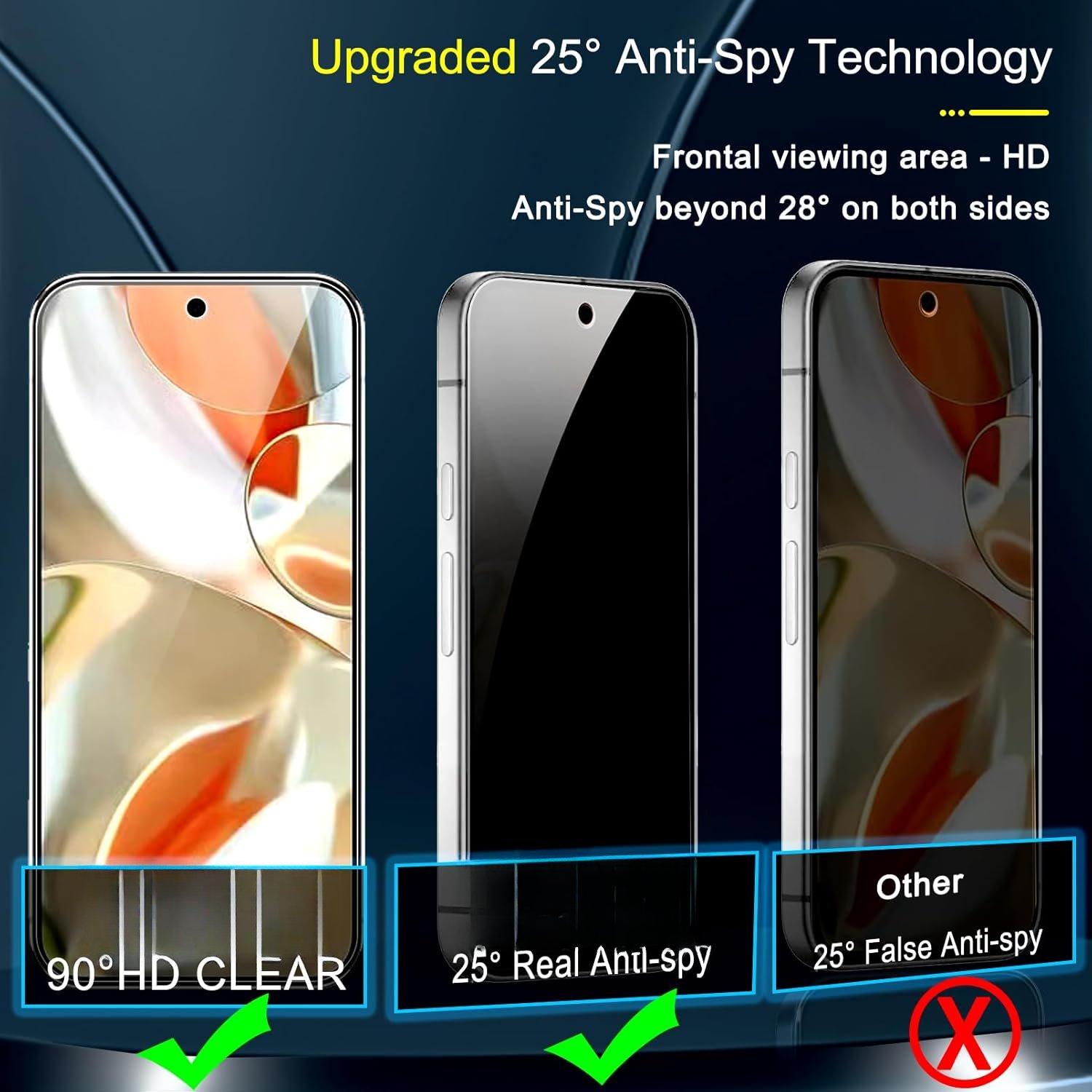 Full Coverage 3 Pack  Screen Protector for  Pixel 9 Pro [Phone Case Friendly], 3 Pack Tempered Glass Camera Lens Protector Accessories [Auto- Dusting & Adhesive]