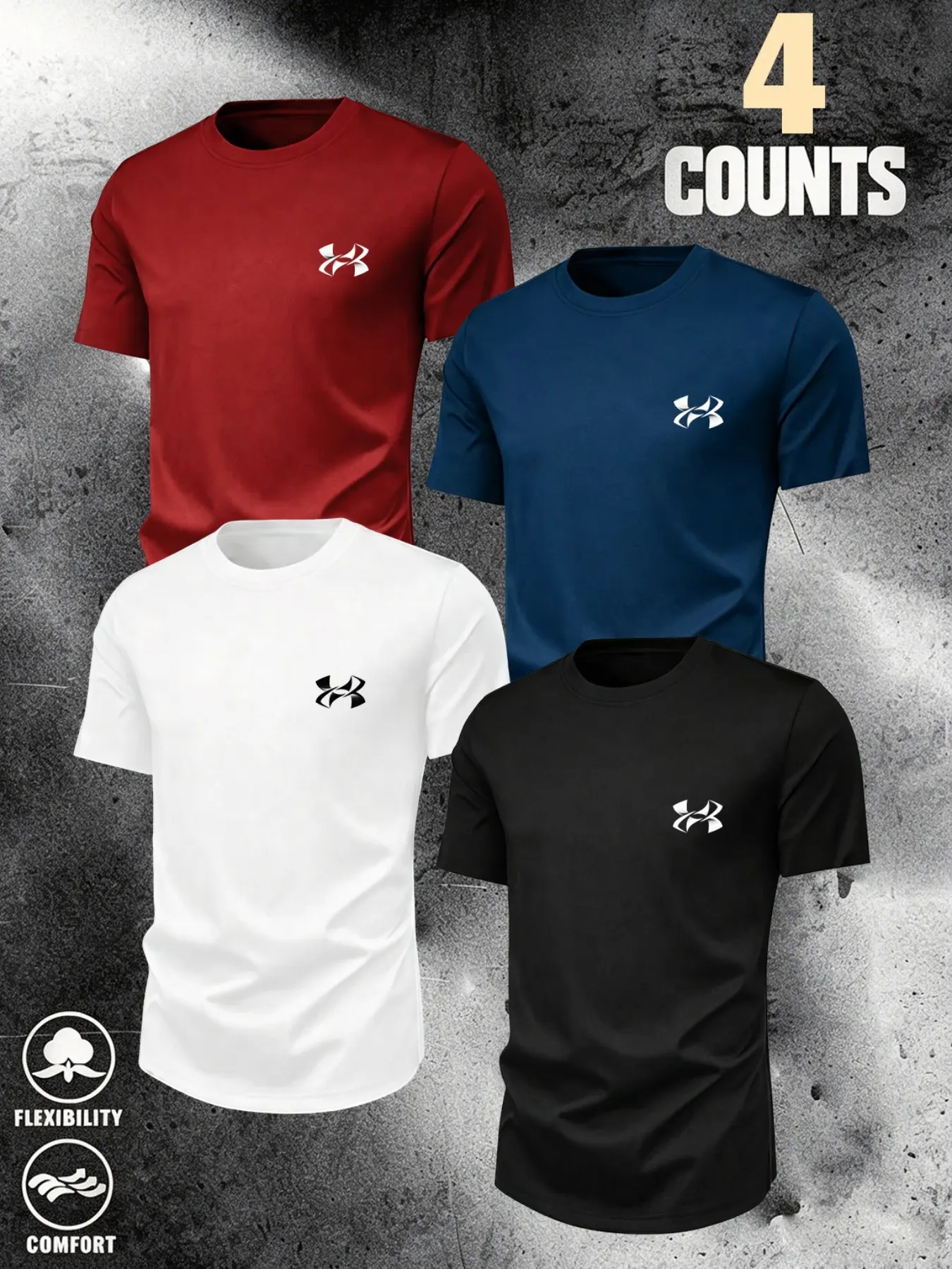 Four Basic Color Options, Multi-Color Choice, Design Sensibility, Sporty Print Short Sleeve T-Shirt, Summer Running Fitness Training