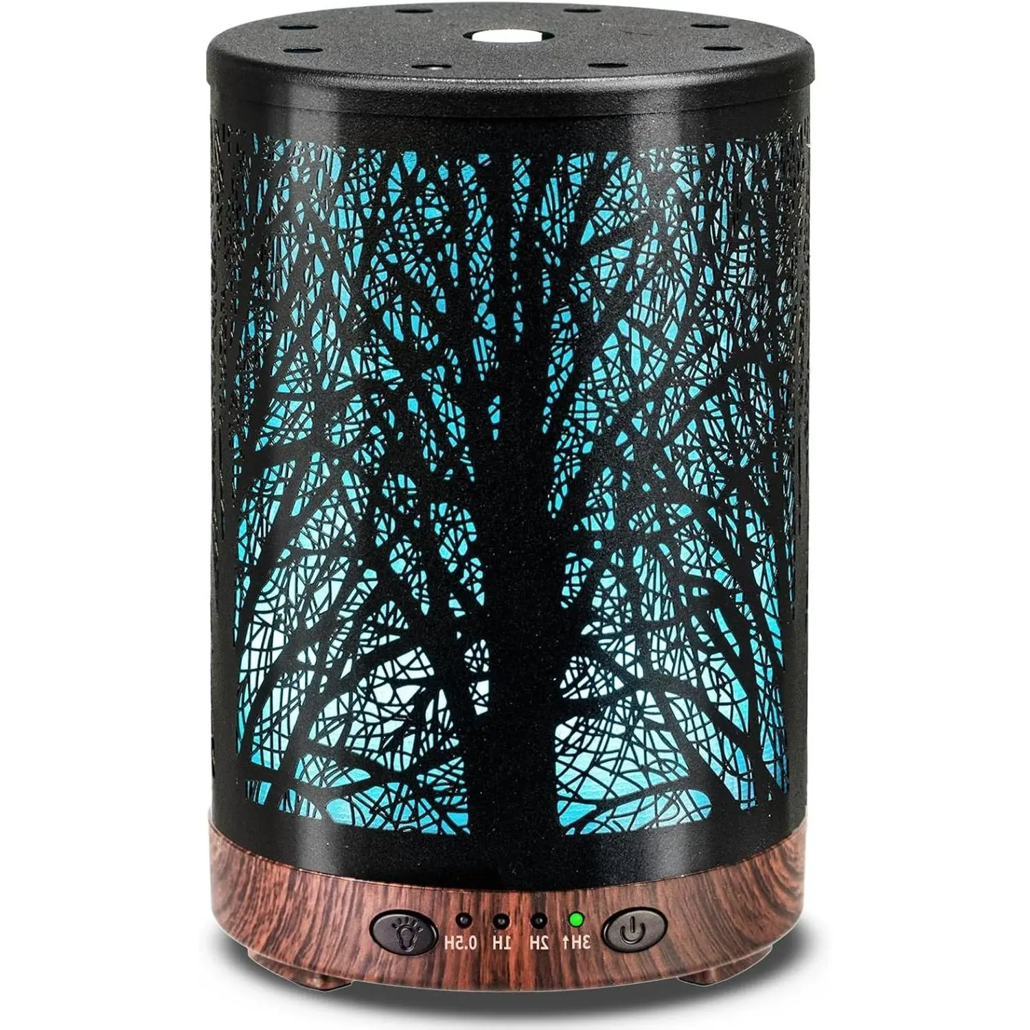 120ML Metal Essential Oil Diffuser, Aromatherapy Cool Mist Humidifier with Timer, Auto Shut-Off & 7 Color Lights for Home Office Spa (Tree)