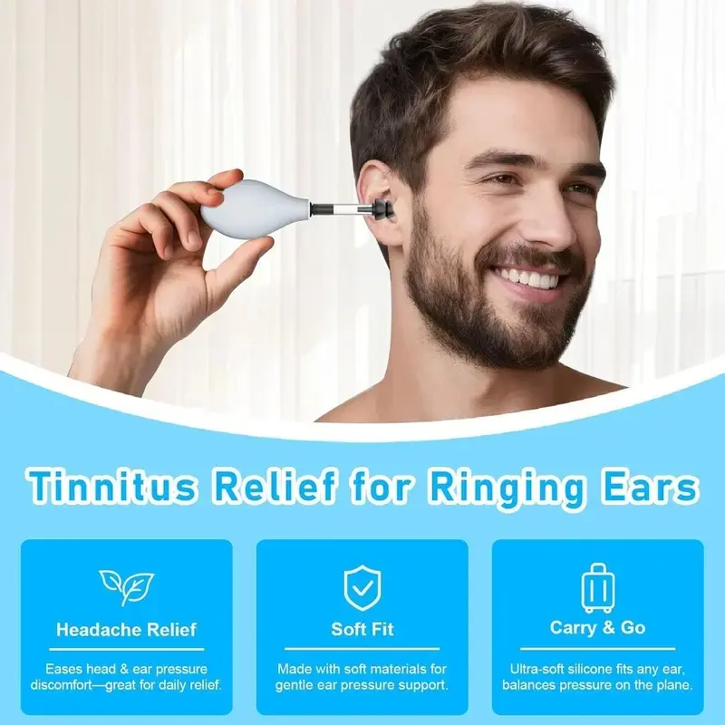 Ear Pressure Relief Suction Device, Instantly Relieves Migraines, Tinnitus, Travel Discomfort, Safe, Portable, Efficient Ear Wax Remover