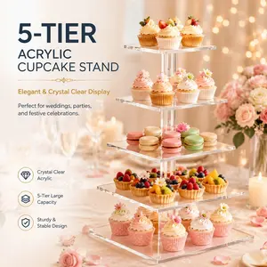 Five-Layer Transparent Acrylic Cake Stand, Durable Sweet Display Rack, Large Capacity Party Tray, Wedding Birthday Dessert Holder