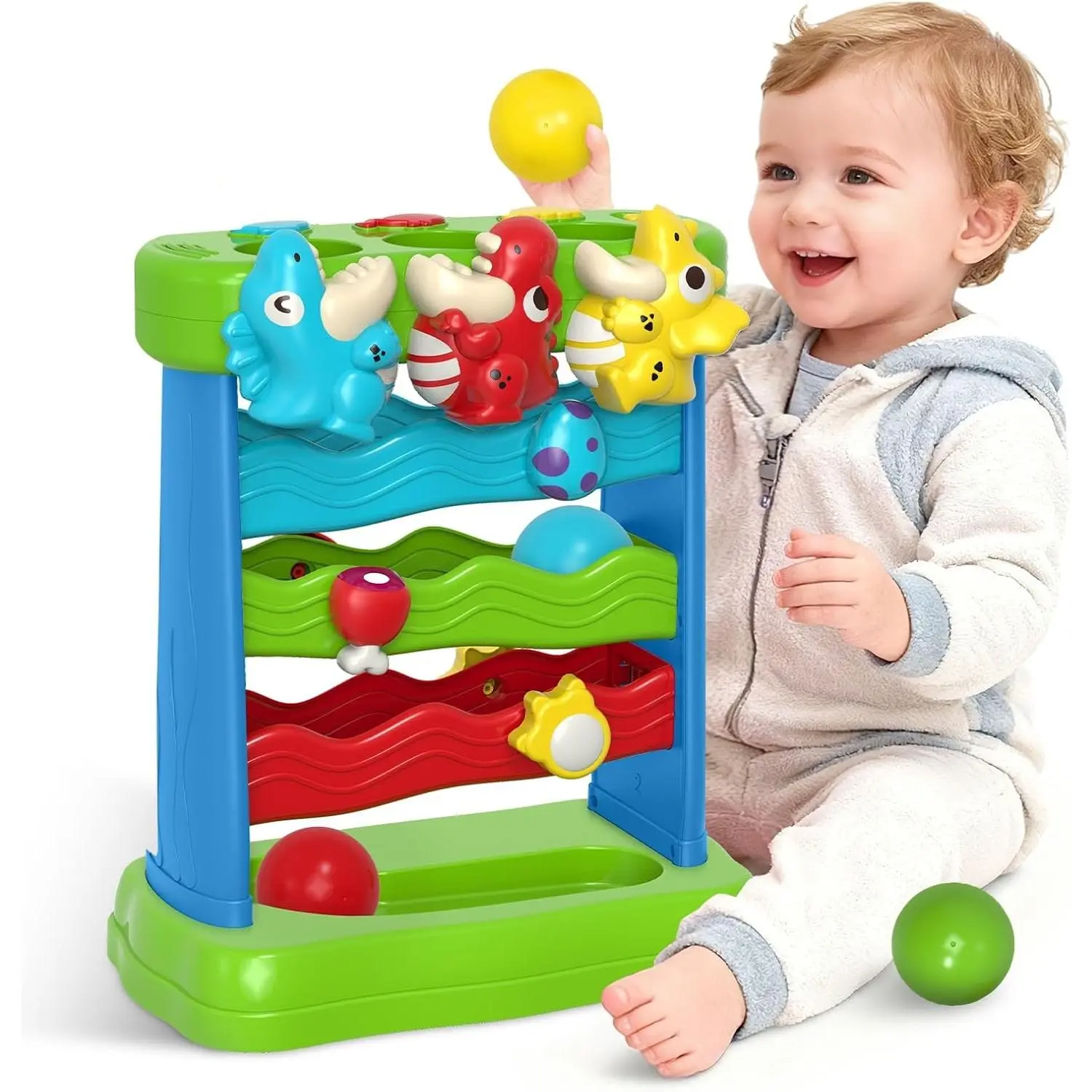 Montessori Animal Musical Learning Toy for 0-3 Years Toddlers, Interactive Audio Toy with Bright Lights, Sound, Feeding Game, Memory Training & Observation, Developmental Easter Christmas Birthday Gifts (12-18 Months)