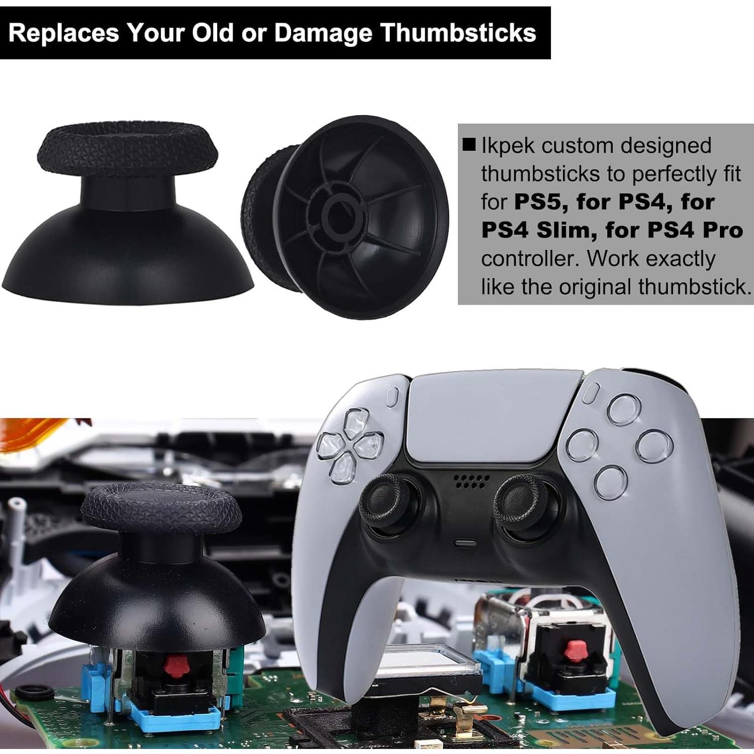 8 Pack Black Replacement Thumbsticks for DualSense PS5 Controller, Custom Analog Thumb Stick Joystick Grip Replacement for 5 Controller, for PS4 All Model Controller 8 Pack Black Replacement Thumbsticks for DualSense PS5 Controller, Custom Analog Thumb Stick Joystick Grip Replacement for 5 Controller, for PS4 All Model Controller