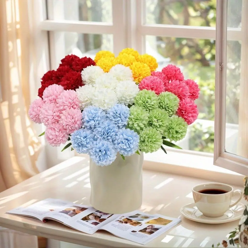 18 Piece Artificial Flower Bouquet, Sunflower, Violet, Chrysanthemum, Vase, Home Decor, Wedding, Festival, Outdoor Use, Durable Plastic