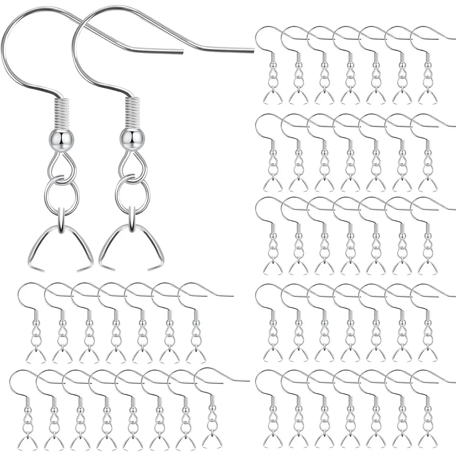 Earring Hooks 50 count/25 Pairs, Stainless Steel Ear Wires Fish Hooks | Hypo-allergenic  Findings , Simple Clasp Design, For DIY  Making, With Plastic Box,   Idea