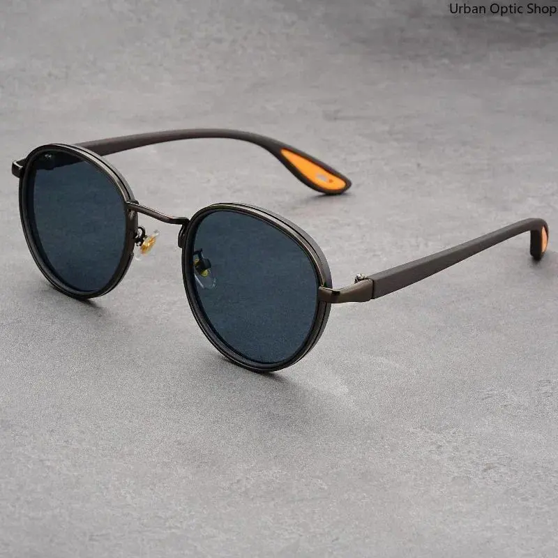 XUH Unisex Vintage Round Sunglasses - Lightweight Full Rim Nylon-Metal Frame, UV400 Anti-Glare Lenses for Driving, Casual Daily Wear Fashion Eyewear Accessory