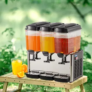 54L Commercial Beverage Dispenser, Total 14.26 Gallon Cold Juice Dispenser with Adjustable Thermostat, Transparent PC Tanks & Detachable Drip Trays for Buffet Restaurant Hotel Catering