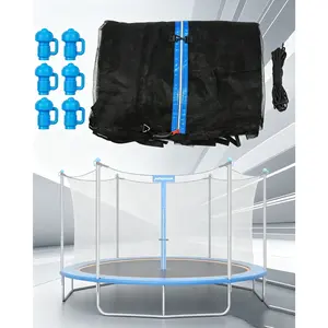 Zoomster Trampoline Enclosure Net with Pole Cap, Replacement Safety Enclosure Net for 6 Straight Poles Round Trampoline, Breathable and Weather-Resistant