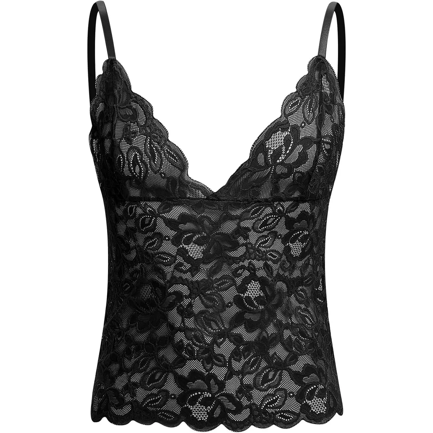 ABAFIP Men's Comfy Lingerie Spaghetti Strap Lace Cami Top - Floral Sheer, Ruffle V-Neck, Sleeveless Menswear Undershirt, Clothes, Soft, Muscle Shirt