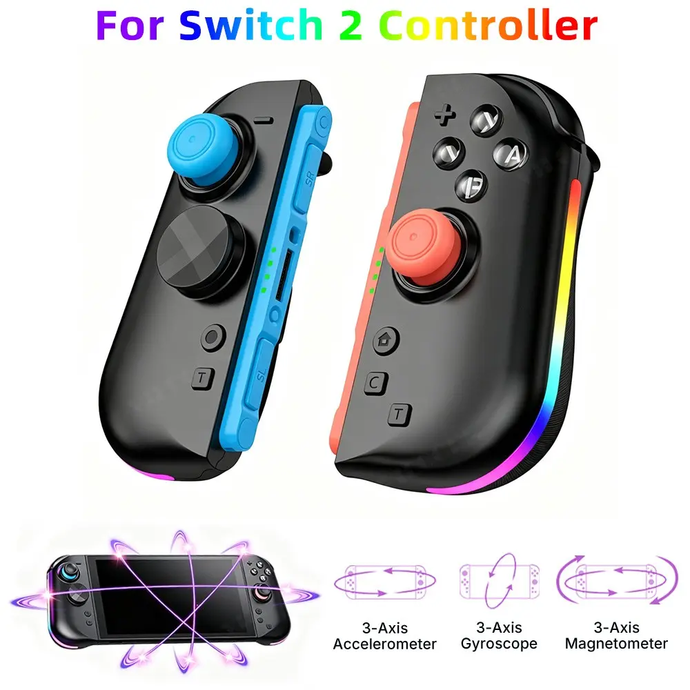 Magnetic Wireless Controller For Switch 2 One-Key Wake Up RGB Light Hall 3D Joystick Turbo Gamepad Programmable Back Buttons Set