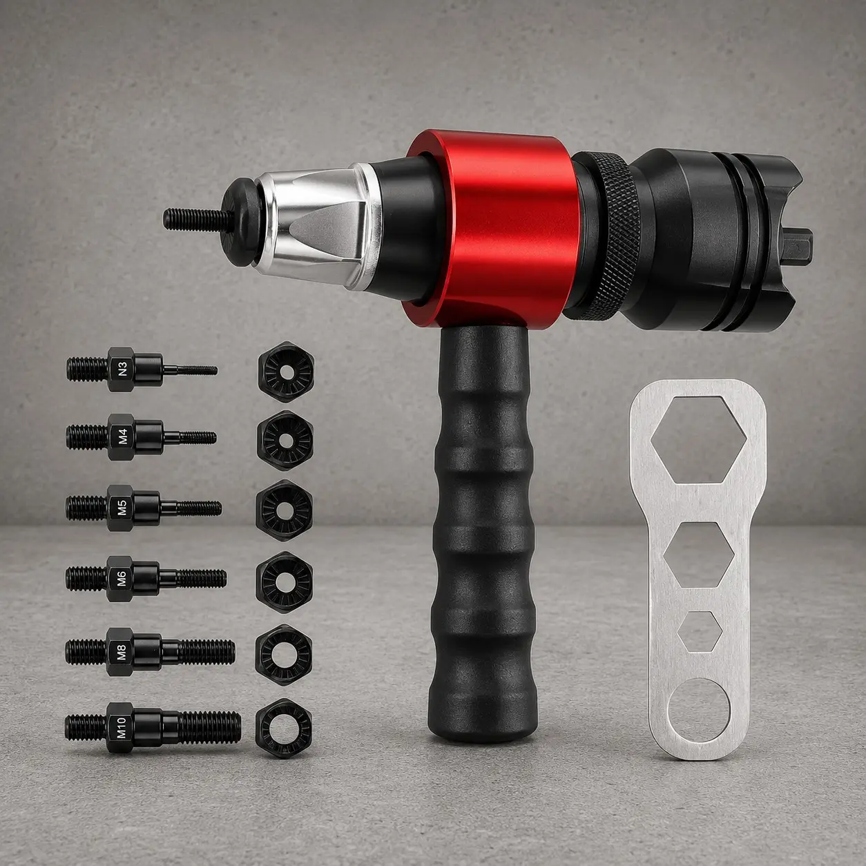 Electric Drill Rivet Nut Gun Adapter Kit Hardware Hand Pull Rivnut Tool Set M3 M4 M5 M6 M8 / M3-M10 Threaded Mandrels Quick Change Mandrel Portable Riveting Tool for Furniture Automotive Construction Elevator Repair