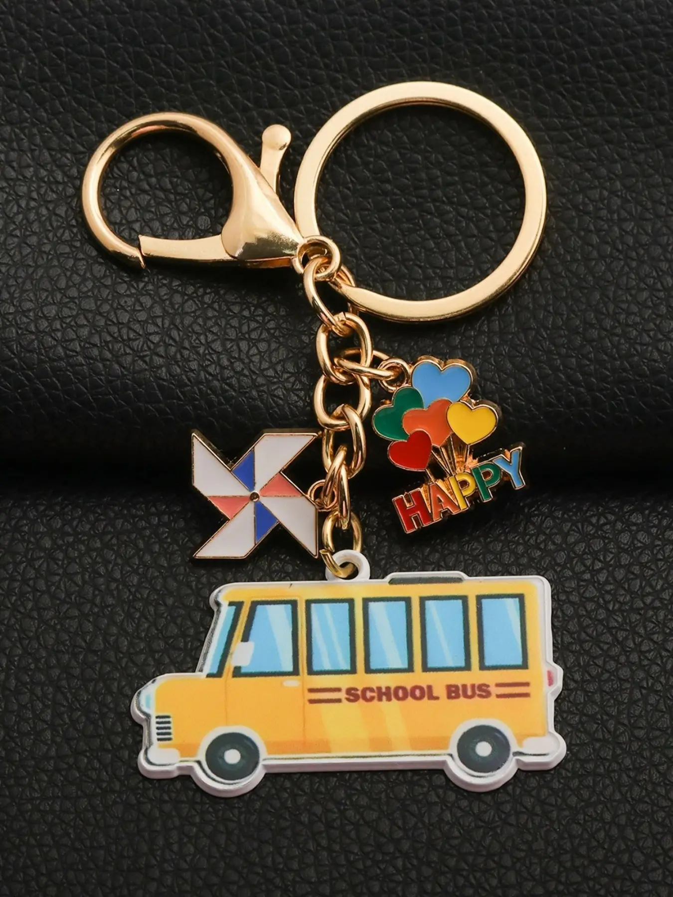 New School Season Keychain, Pencil, Bus, Learning Tools, Creative Cartoon Graduation Gift, Book Backpack Pencil Clip, Back-To-School Small Gift