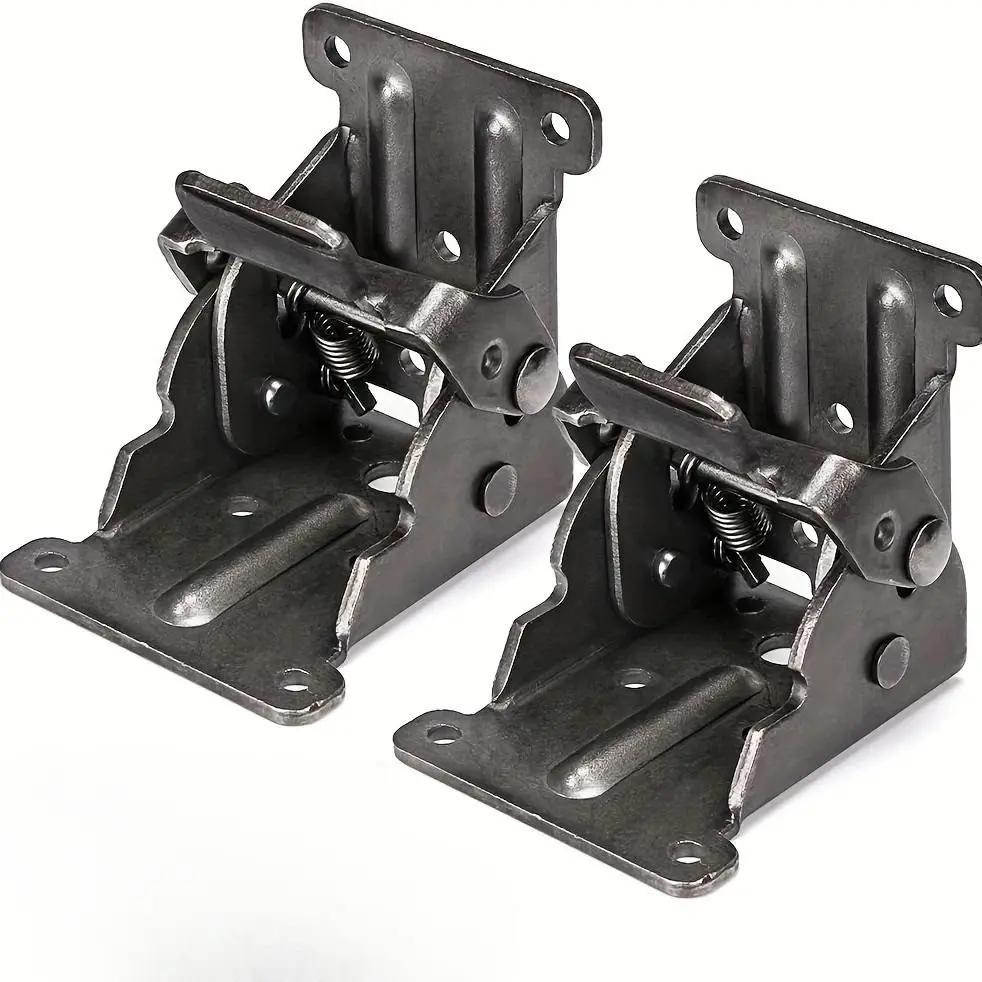 Foldable Furniture Joint Bracket Self-locking Hinge Hardware with Screws, Lock Extension Support for Table Leg, Bed Leg, Workbench, Door Hardware