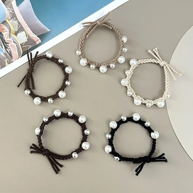 10PCS New Pearl Bow Hair Scrunchies, Minimalist Cold Style Elegant Hair Ties, Graceful Hair Accessories for Women