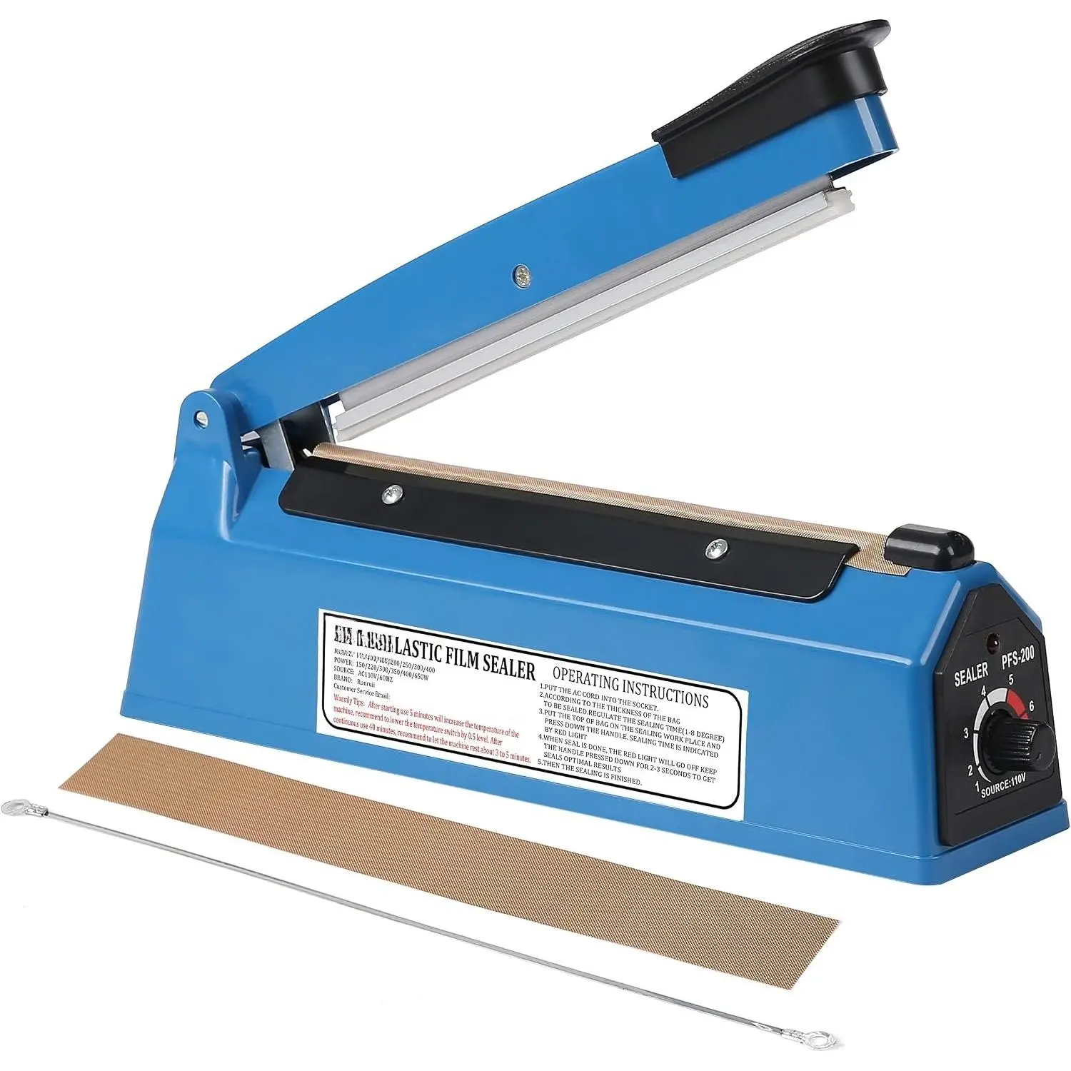 Impulse Heat Sealer 8 inch Impulse Bag Sealer Poly Bag Sealing Machine Heat Sealing Machine with  Kit for Plastic Bags PE PP Bags