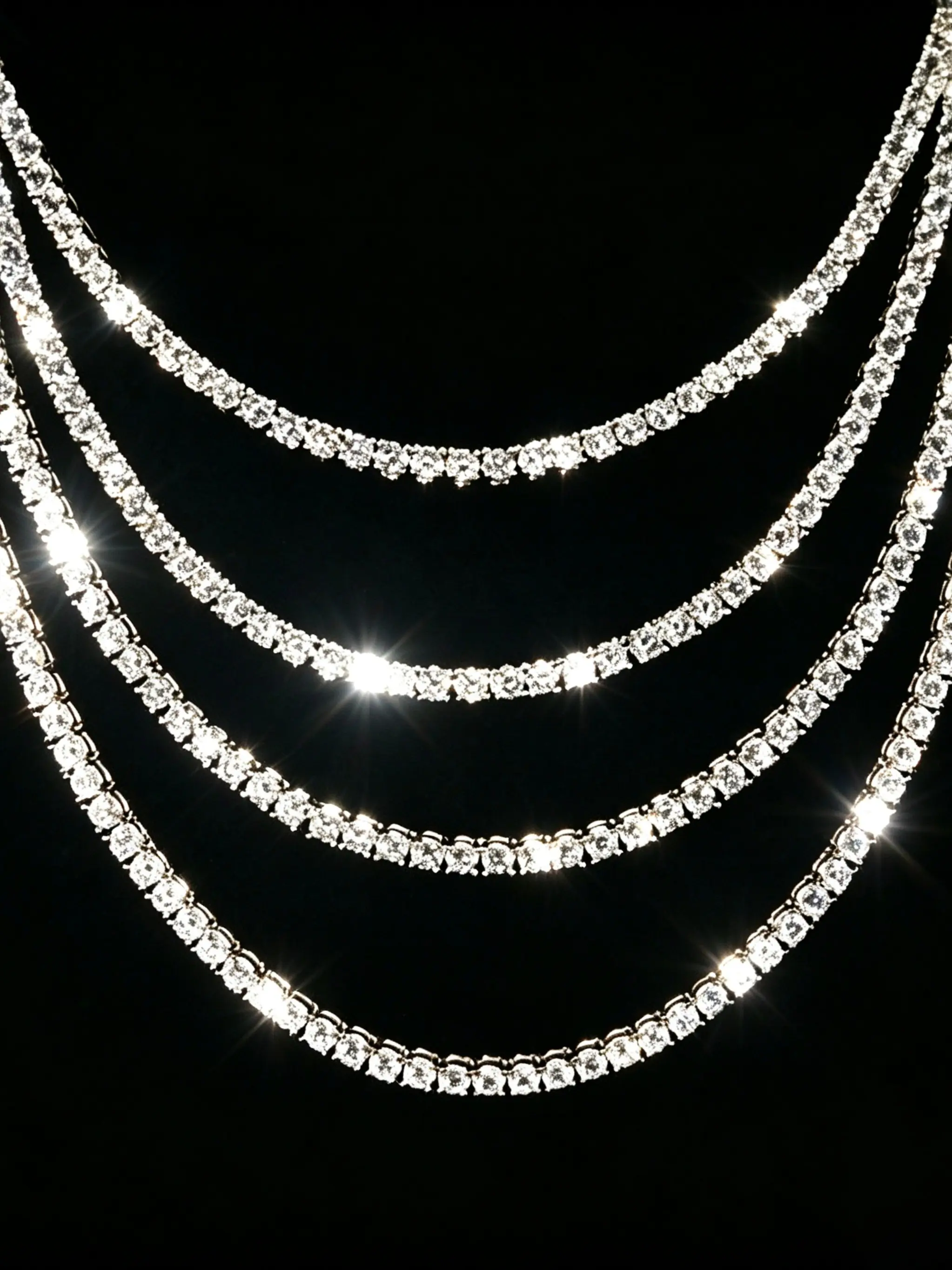 Full Zircon Tennis Necklace, Hip-Hop Style Versatile Collar Chain, Unisex Trendy Necklace, Fashionable Lockbone Pendant, Shining Necklace