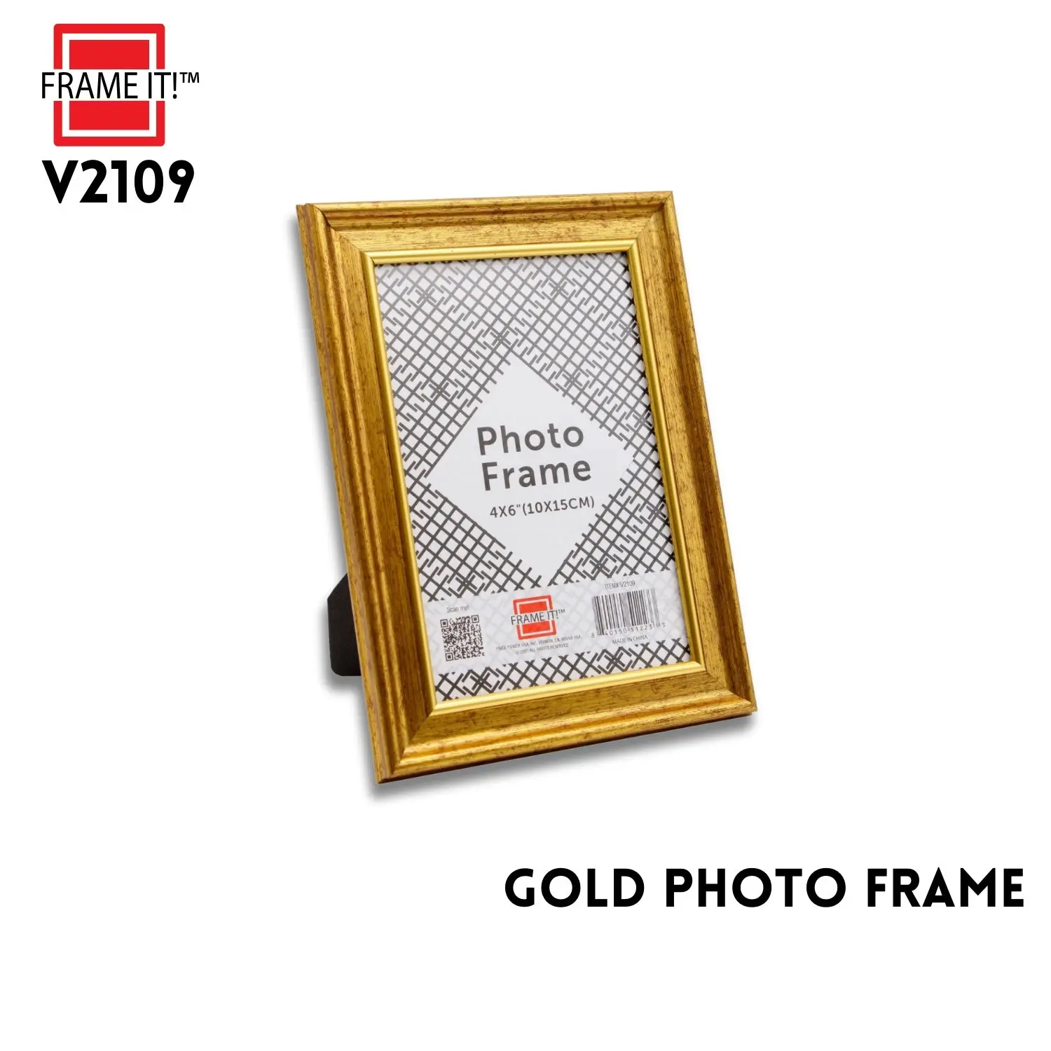 Vintage Gold Rectangular PS Photo Frame (4'x6'), Classic Tabletop Display with Easel Stand for Family Photo, Home Wedding Decor, Gifts, Rectangular Shape