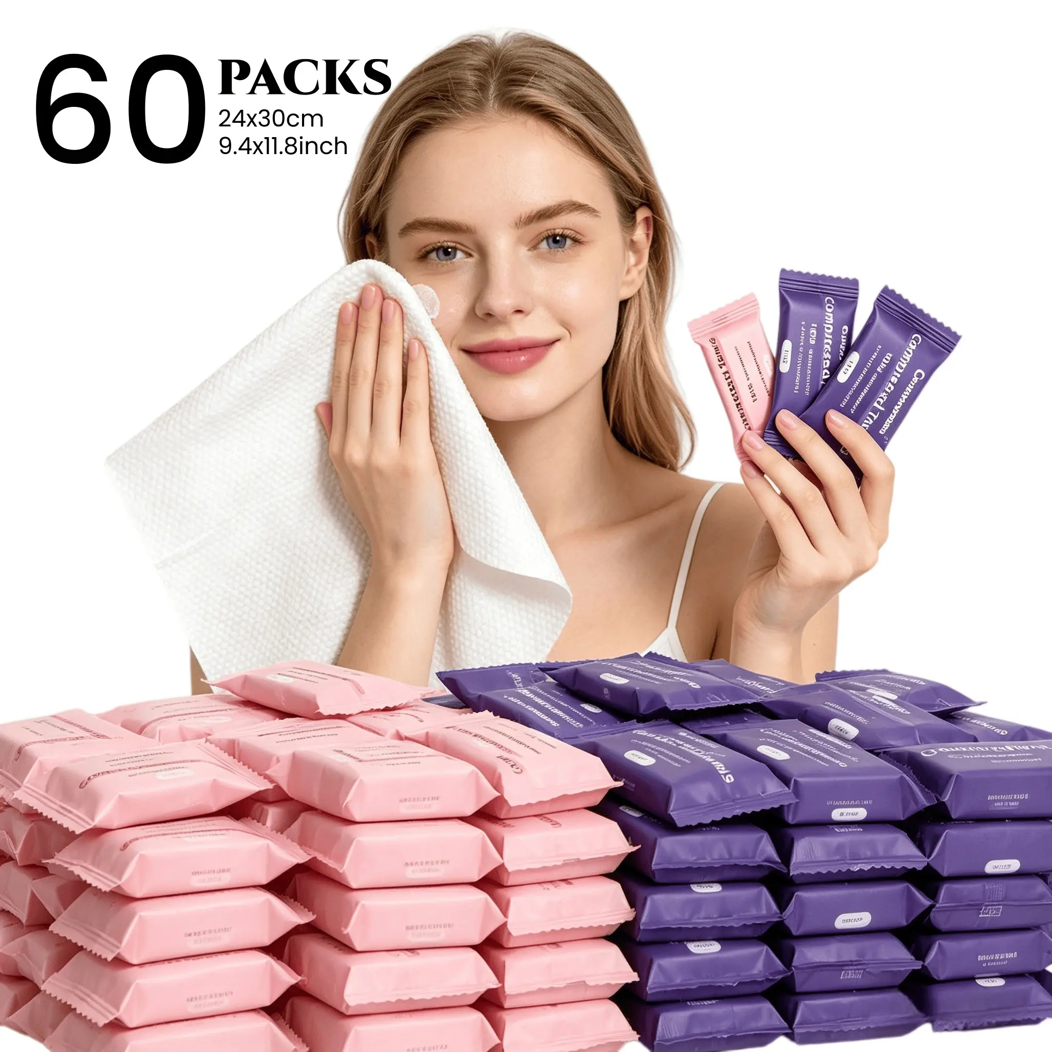 Compressed Towels Tablets, Portable Disposable Face Towels, Individually Wrapped Thicken Compressed Towels, Expands with Water, Soft & Lint-Free, 11 x 9.4 Inch, Travel Camping Hiking,Travel Essentials (60/120 Counts)