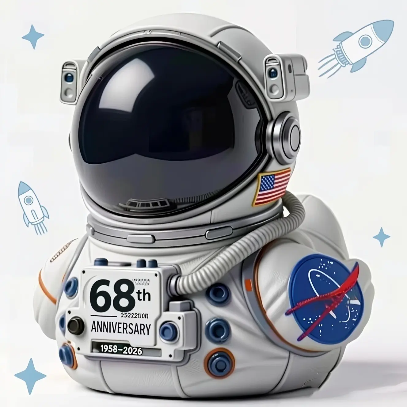 Ofartemis Ii Space Pilot Duck Figurine, Resin Rocket Launch Memorial Gift, Office Car Room Decor, Duck Statue for Fans, Space Theme Collectible