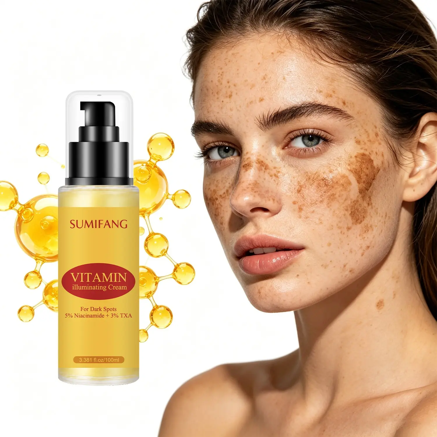 SUMIFANG Vitamin Brightening Cream 100ml – 5% Niacinamide + 3% Tranexamic Acid – Fades Dark Spots + Brightens Skin Tone + Deep Hydration – Targets Face, Dark Spots, and Uneven Skin Tone Areas – Suitable for All Skin Types