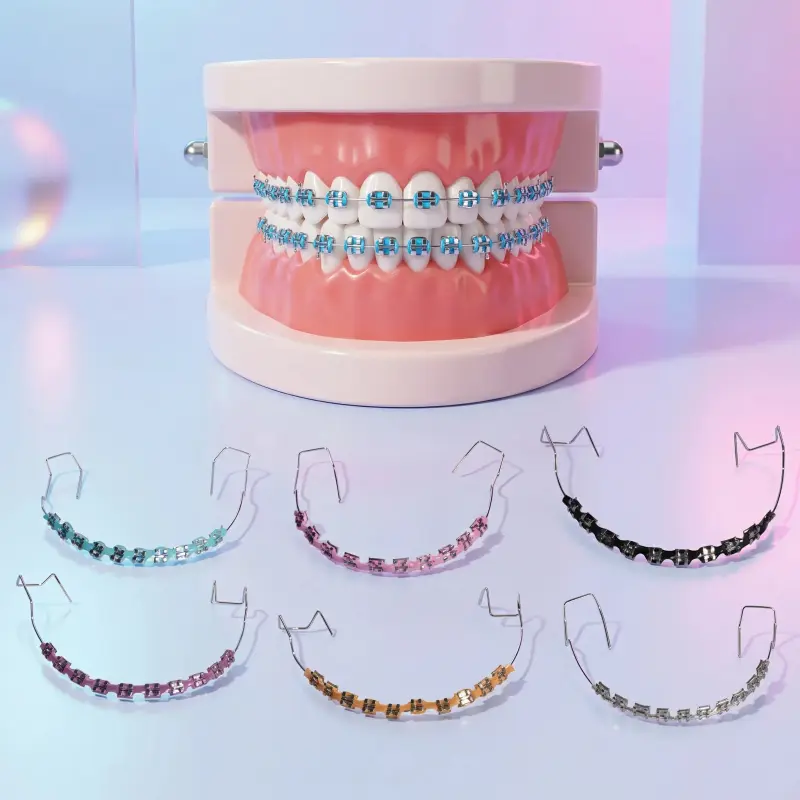 1 Pair High-Quality Cosmetic Dental Orthodontic Accessory Bracket Set, Oral Orthodontic Accessories with Metal Wires, Multicolor Ties, One Size Temporary Teeth Ornament for Party, Cosplay (Sports & Outdoor Protective Gear for Teens)
