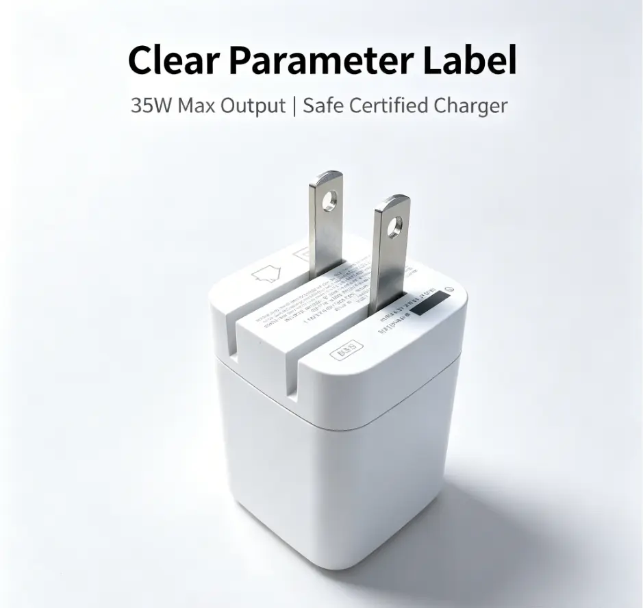35W Fast Charging USB-C Charger - Retractable Foldable US Plug, Compatible with iPhone & Samsung, with Over-Charge Protection, Mini Size Adapter Port, Type C