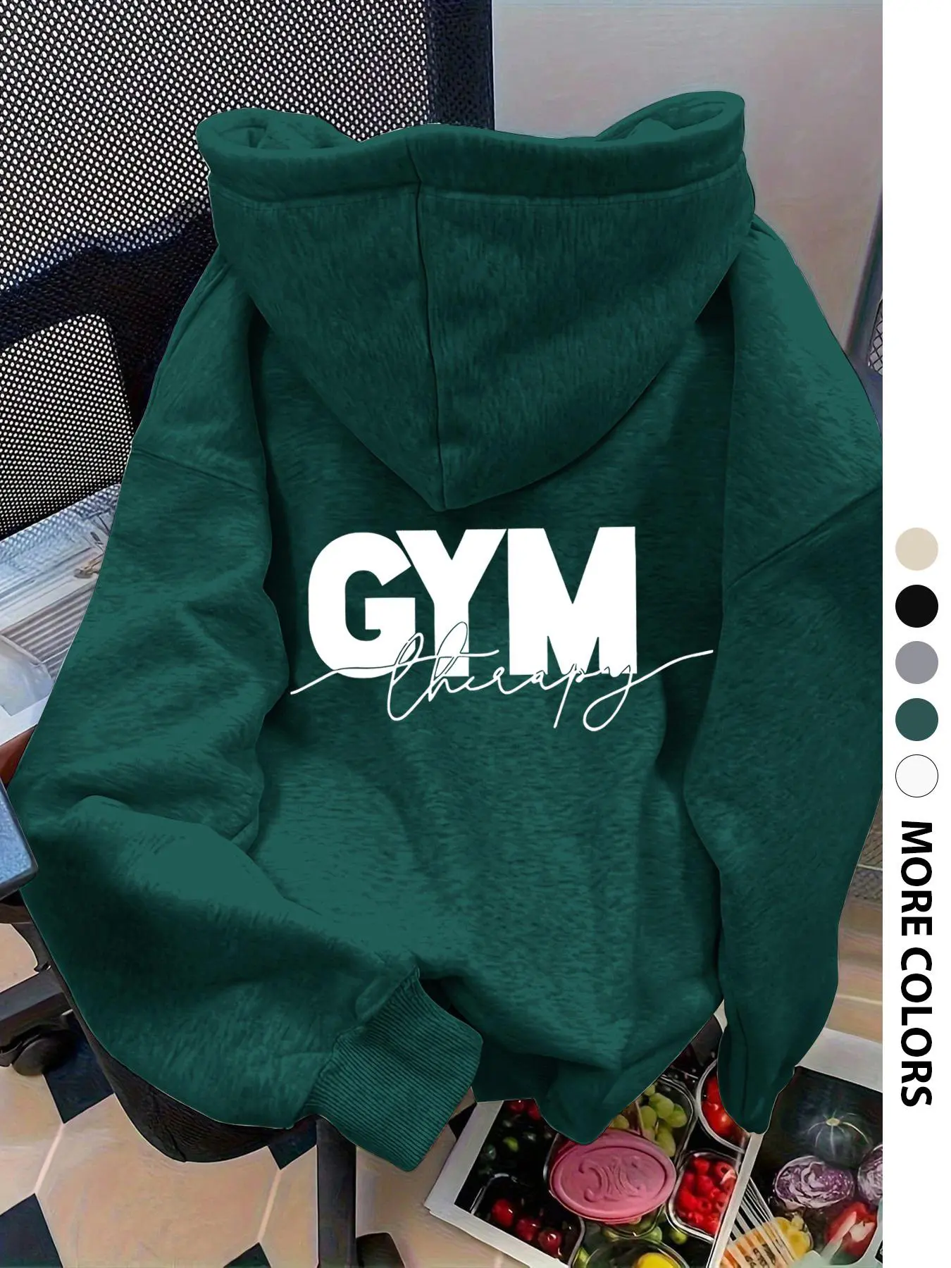 Women's Gym Letter Print Drop Shoulder Hoodie, Casual Drawstring Pocket Sweatshirt, Fall Winter Fashion, Outdoor Wear