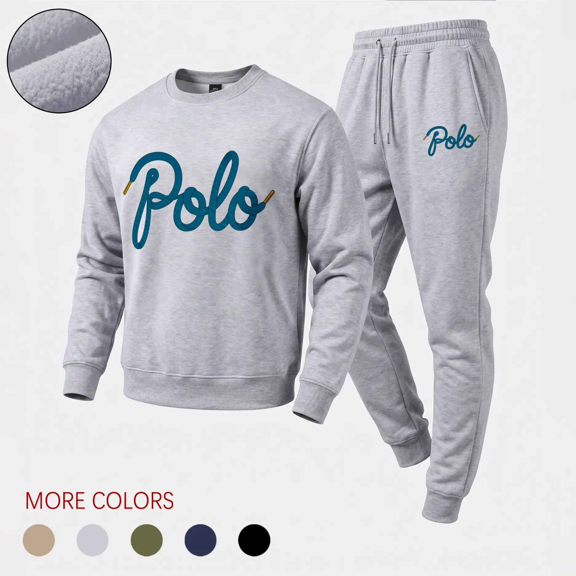 Men's Artistic Script Letter Graphic Crewneck Sweatshirt and Jogger Pants Set, Casual Long Sleeve Pullover with Drawstring Sweatpants, Fall Winter Tracksuit for Daily Wear, Travel, Lounge and Outdoor Activities