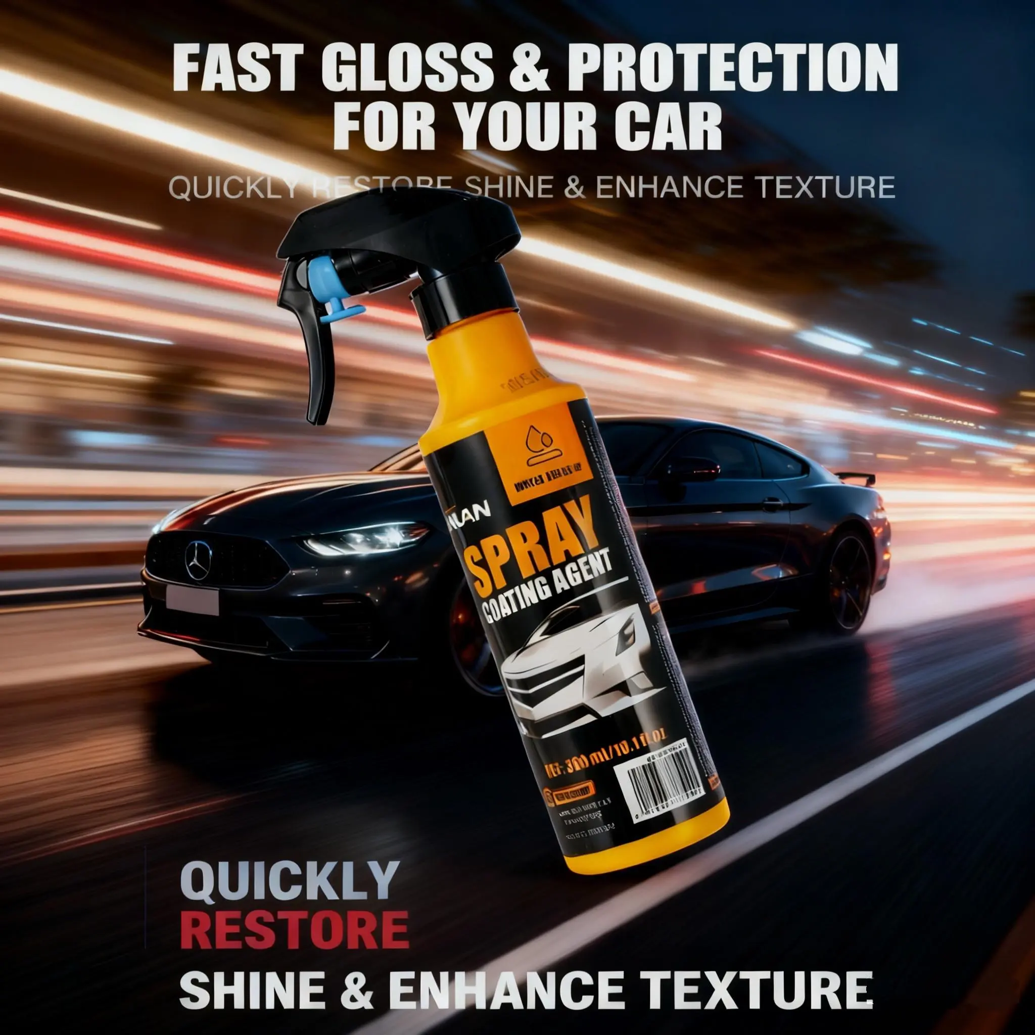 NUAN Nano Ceramic Coating Spray for Car - Automobile Coating Agent, Dust-Repel Coat, Anti-Dust, UV Protection, Water Spot Guard, Enhanced Gloss, At-Home Use, Suitable for All Car Models & Colors