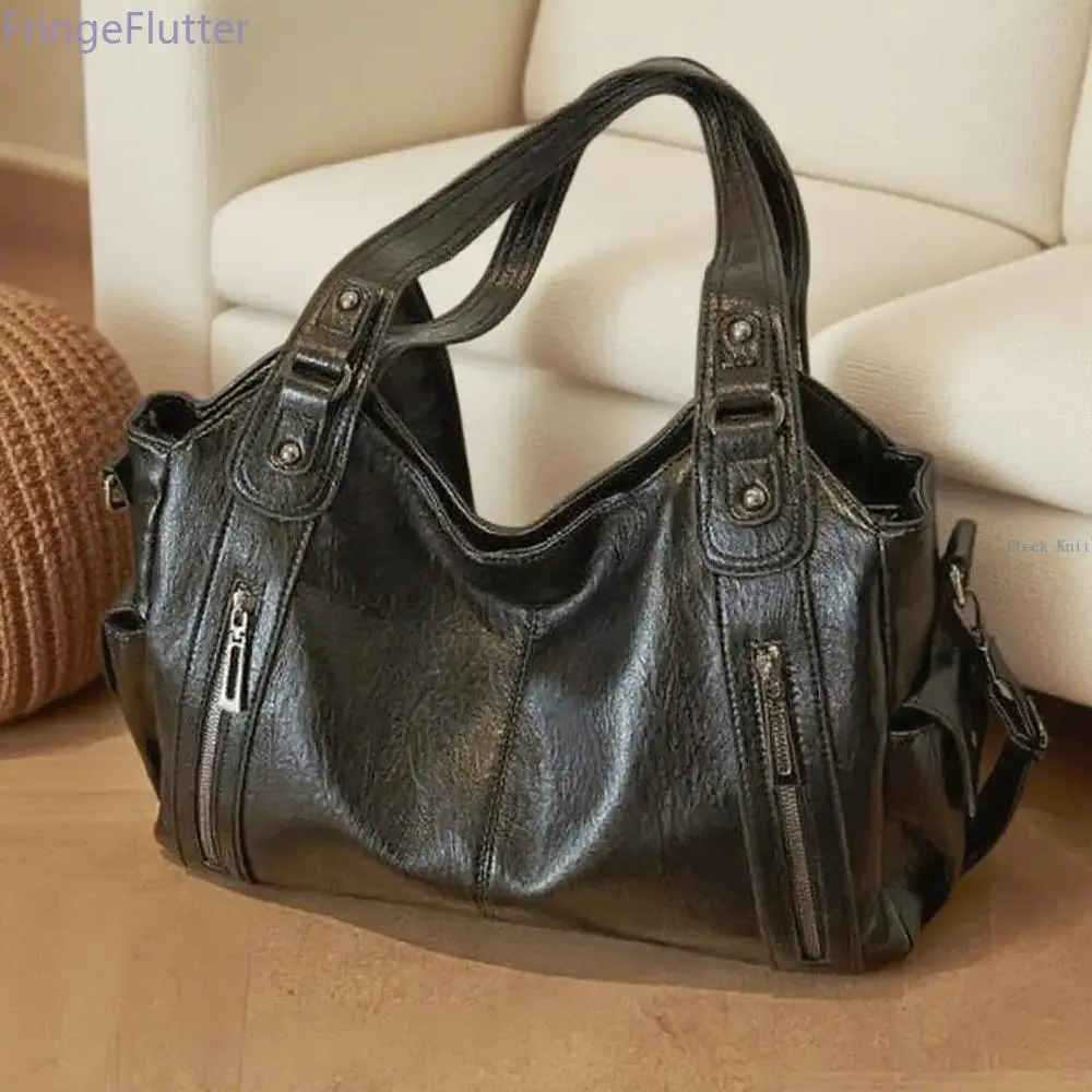 Women's Soft Leather Tote-Hobo Bag, Fashionable Large-Capacity Slouchy Shoulder-Crossbody, Durable Everyday Bag for Sports & Outdoor Commuting, Commuter Bags, Handbag Crossbody Bag