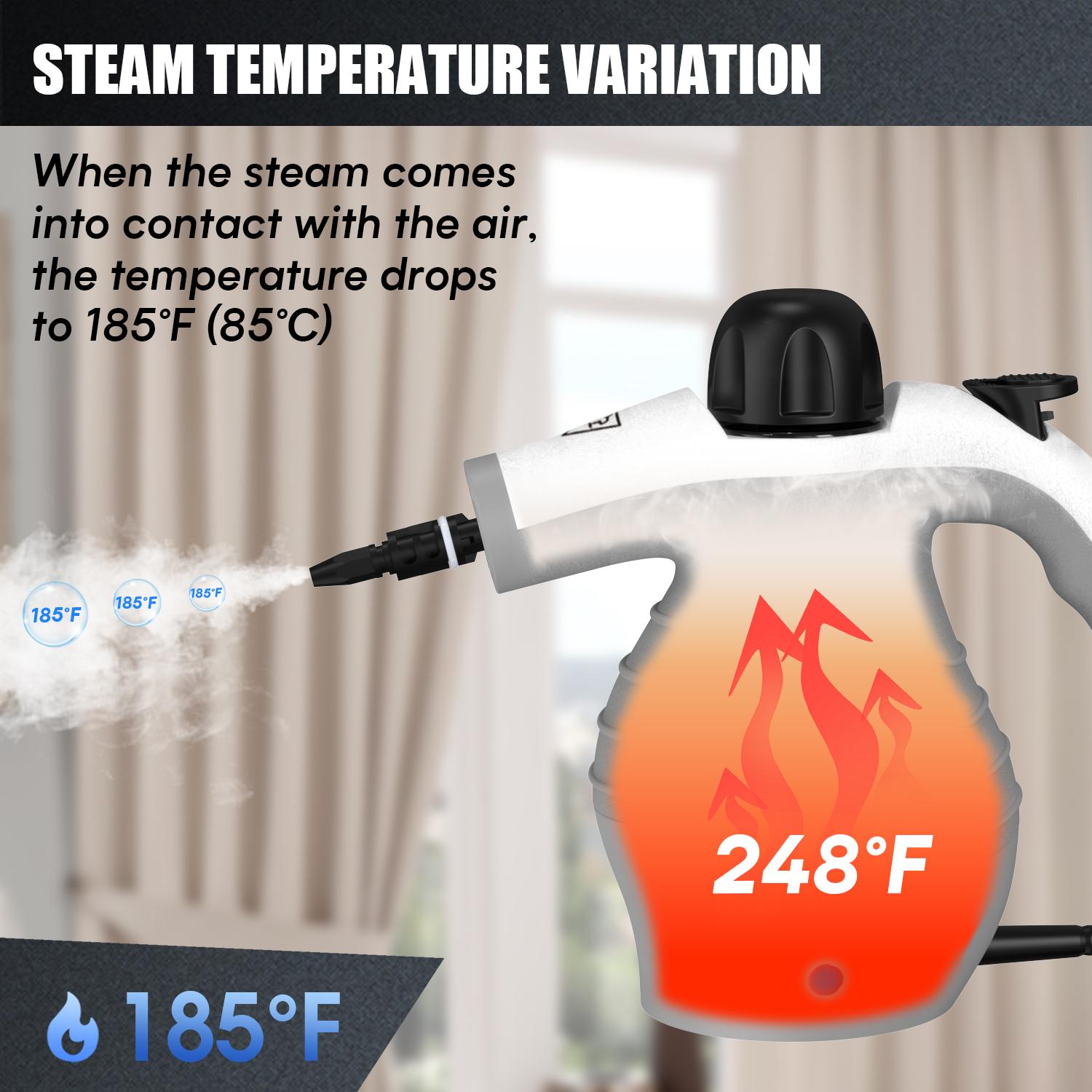 Pressurized Handheld Steam Cleaner, 1 Count Multi-purpose Steamer for Home Use with 9 Attachments To Remove Tough Stains on Car, Upholstery, Grout, Stovetop Handheld Steam Cleaning