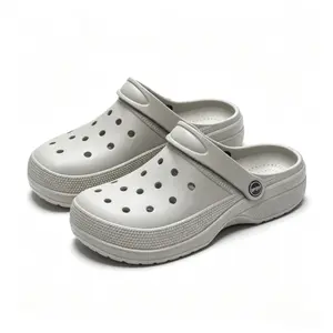 Unisex Classic Perforated Platform Clogs, Soft Lightweight Waterproof Slip On Sandals with Adjustable Heel Strap, Breathable Hole Design Casual Shoes for Beach Outdoor Garden Daily Home Wear Available in Multiple Neutral Colors