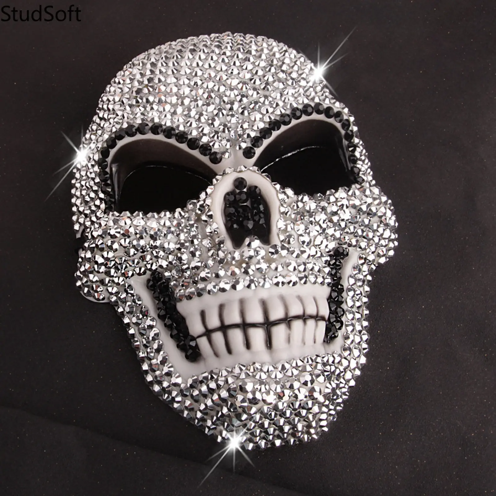 Halloween Skeleton Skull Mask Sparkling Crystal Rhinestone Face Cover Luxury Bling Diamond Cosplay Prop for Masquerade Carnival Rave Party Club, Accessories, Face Mask, Holiday, Diamond Skull, Masks