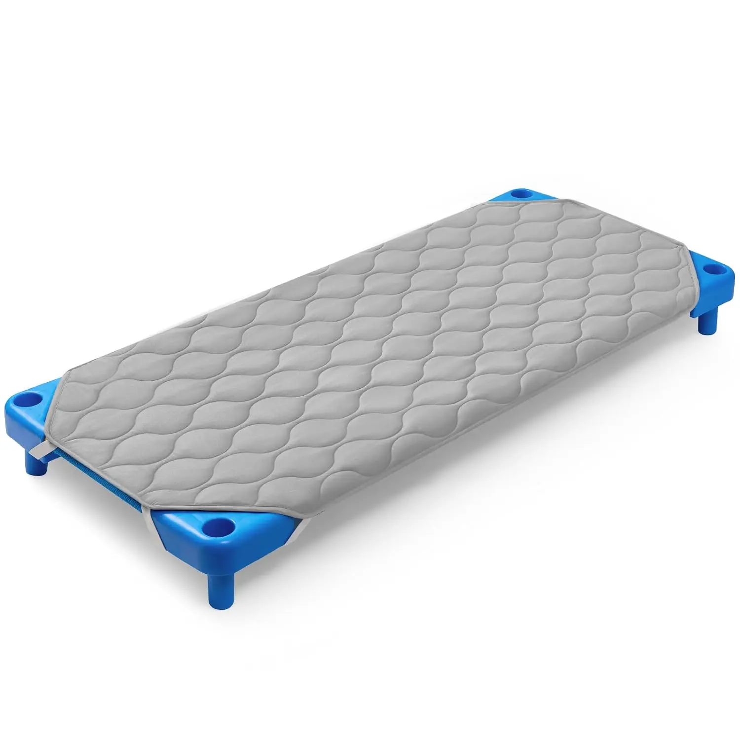 Quilted Daycare Cot Nap Mat Only, for Boys, Girls, Soft & Breathable, Gentle on Skin, & for Standard Cozy Nap Time Sleep, Fits 23″ x 51″ Standard Preschool Cot - Gray