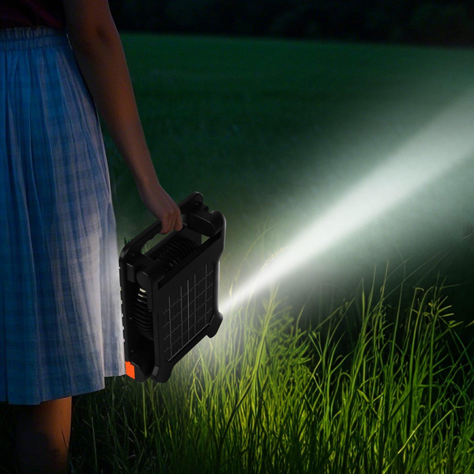 VEVOR 10000mAh Rechargeable Solar Fan with LED Lantern, 7 inch Portable Fan Cordless with 4W Foldable Solar Panel, 4-Speed& Timer& Quiet,USB Battery Powered for Camping Tent Worksite Office Desk