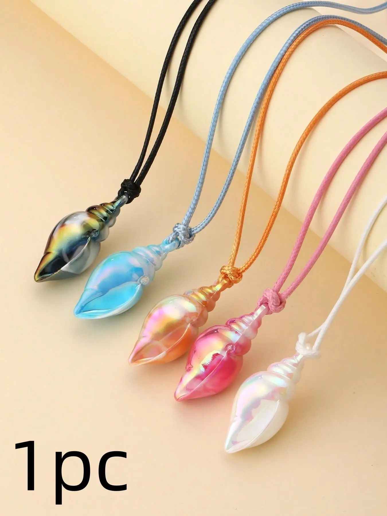 Unique Ab Color Glitter Conch Acrylic Pendant Necklace, Cute Creative Costume Jewelry Accessory, Perfect Birthday Gift for Girlfriend