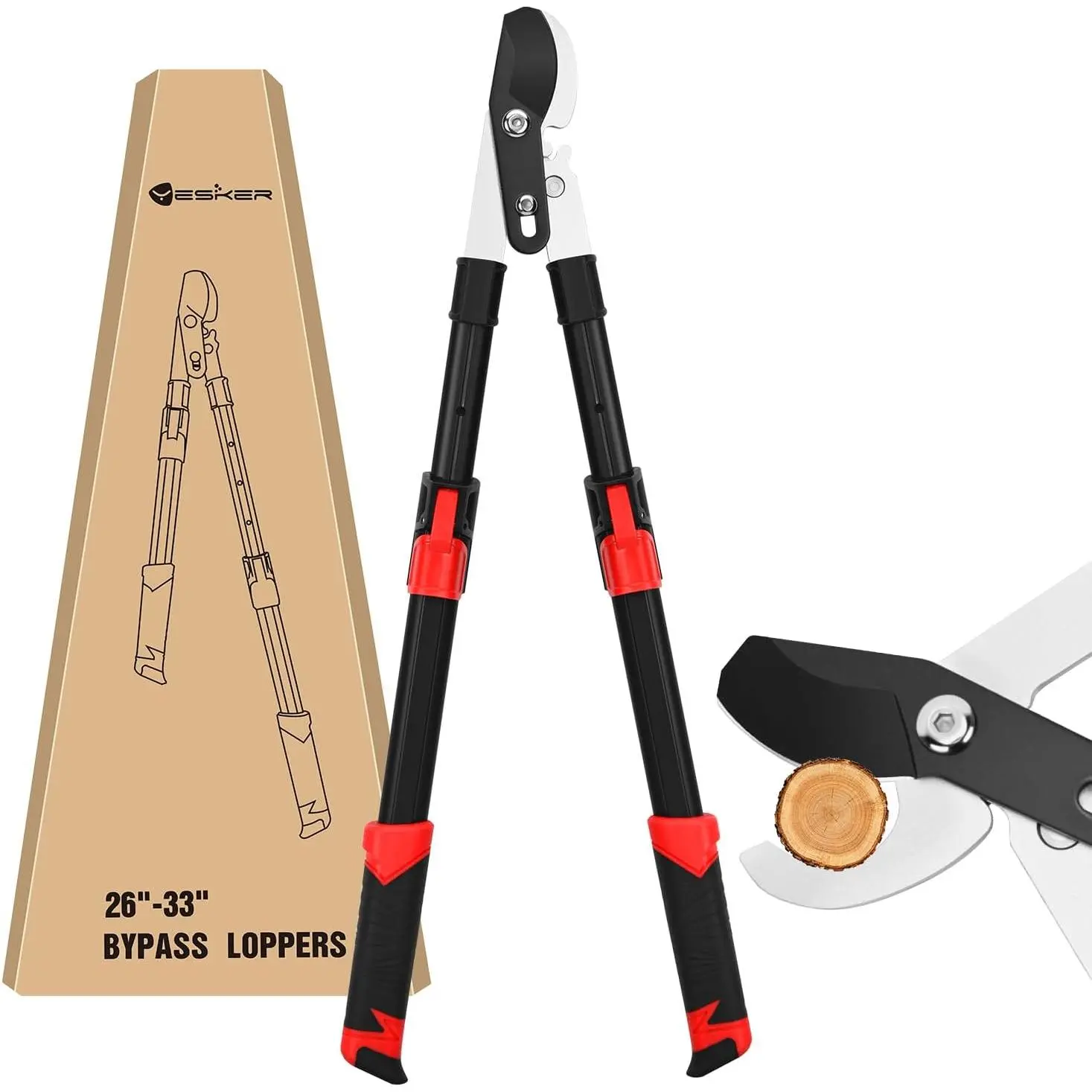 Nilight 26-33 Inch Extendable Bypass Loppers, Aluminium Tree Trimming Tool with Adjustable Telescopic Button, Powerful Gear, Comfortable Ergonomic Non-slip Handle, Sharp Steel Blade, 1.8 Inch Cut Capacity