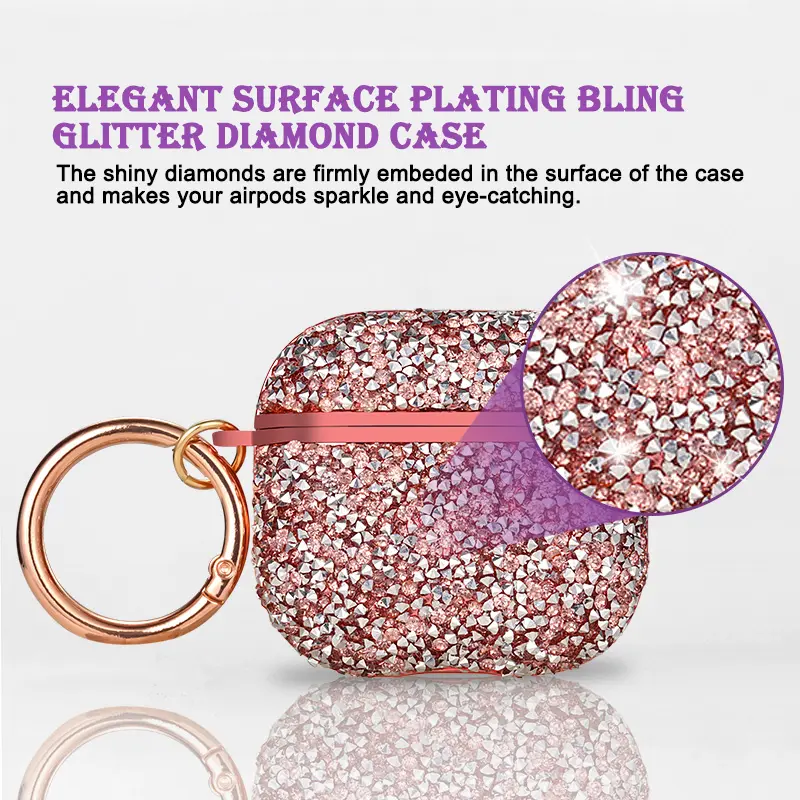 Luxury Crystal Drilled AirPods Case, Shockproof Bluetooth-compatible Earphone Cover, Fits Apple AirPods Pro 3/2, 1/2/3/4, Wireless Headphones Protector, Headphone Accessories