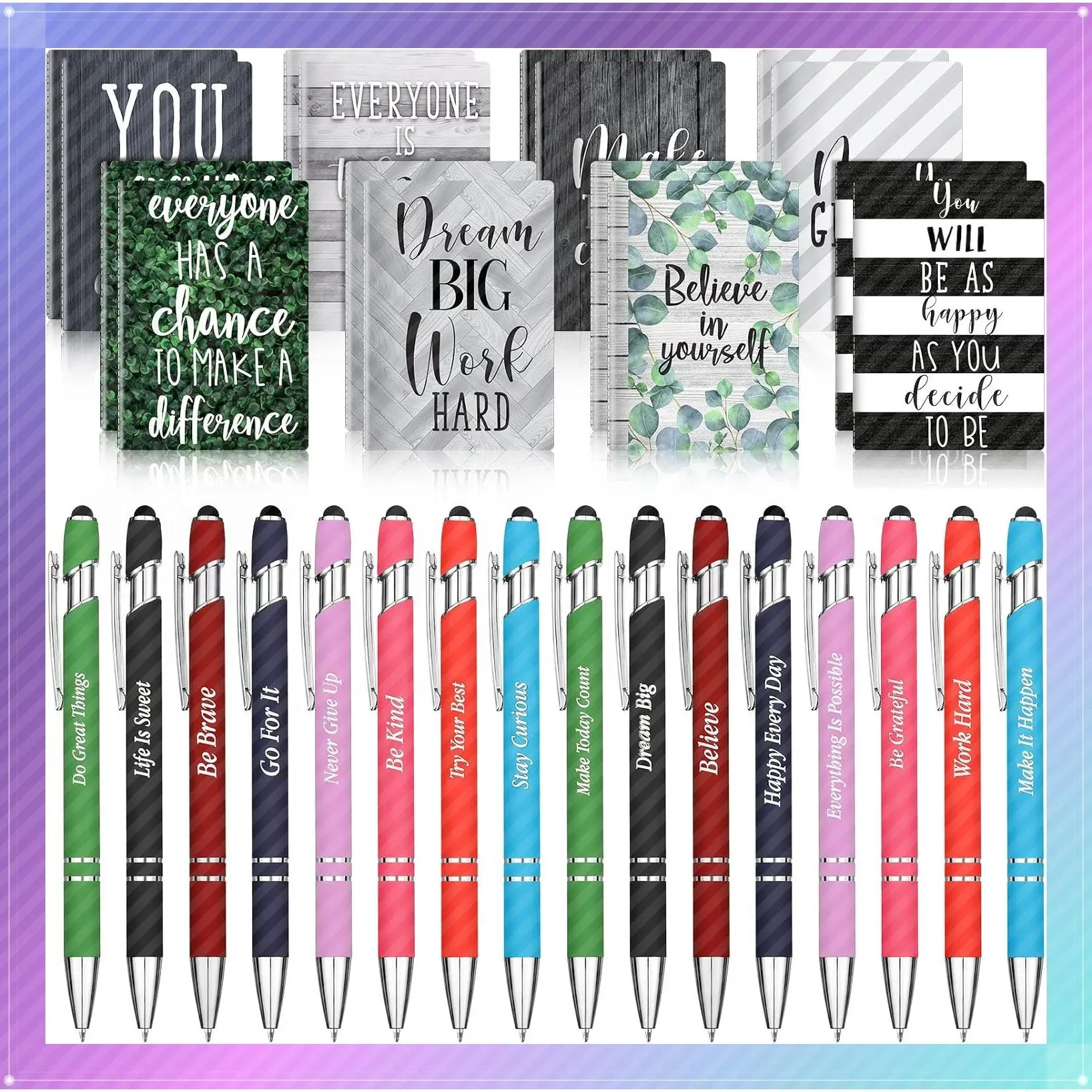 32 Pcs Mini Notebooks with Pens Adults Party Favors, Classic | Bulk Inspirational Journals with Motivational Pens, Bingo Prizes Gifts for Women Men Coworker Teacher Student Rewards OfficeGift