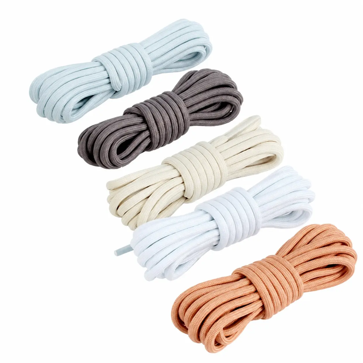 Premium Round Cotton Shoelaces - Durable, Soft, Versatile Lace-Up Laces for Casual Footwear, Everyday Wear - Compatible with Martin Boots, Dad Shoes - 350 cm, Gray, Black, White