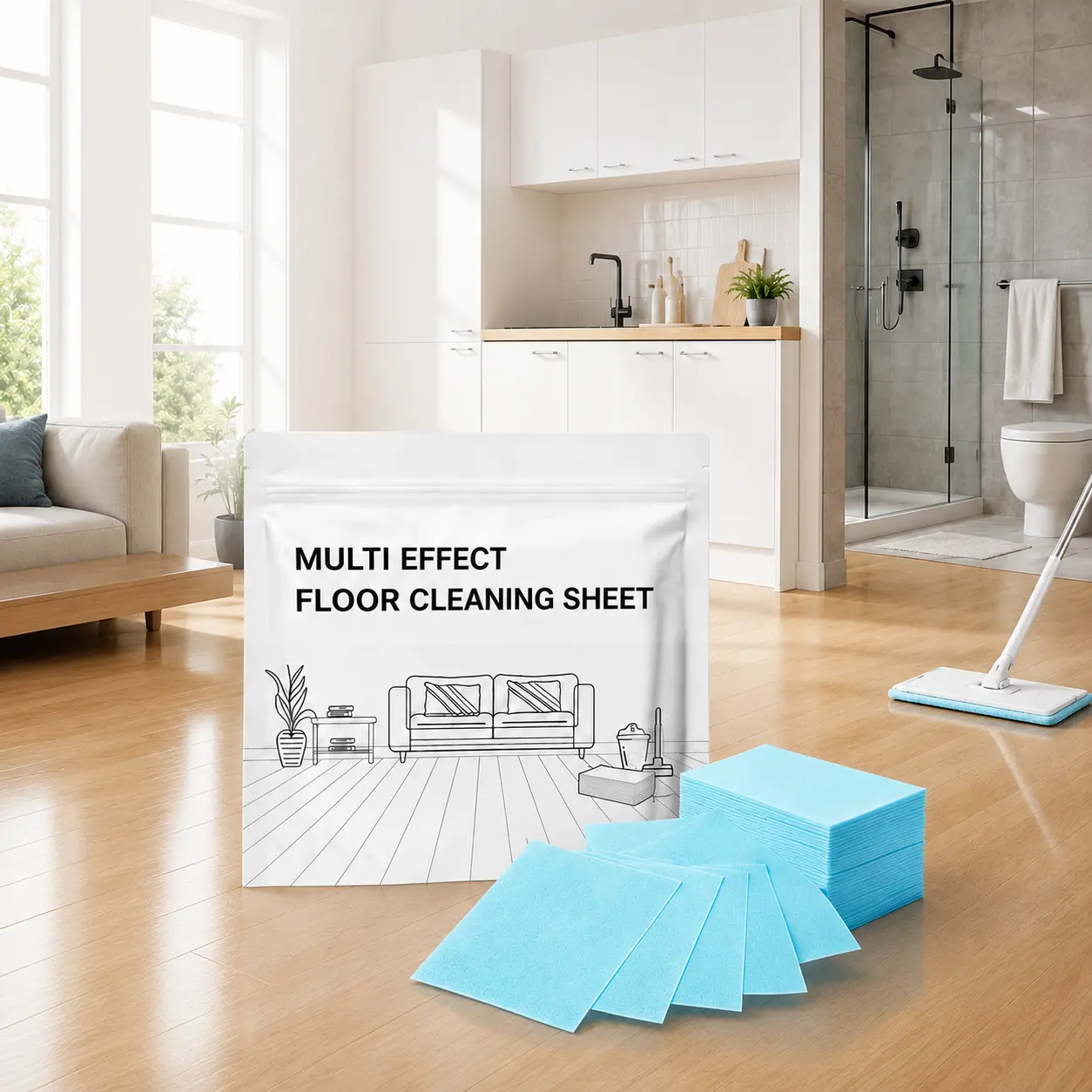 100 Pcs Household Floor Cleaner Pack – All-Surface Floor Cleaners for Hardwood, Tile, Kitchen, Deep Stain Removal, Antibacterial Deodorization, Mild Scent, Eco-Friendly Dissolvable Mopping Tablets for Home Care