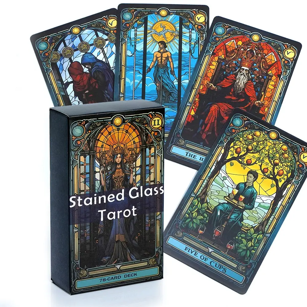 Tarot Cards Deck, Card Set, 78pcs Stained Glass Tarot Cards, Entertainment Game for Family Gatherings, Family Fun, Divination Board, Classic Future Telling, Party Game
