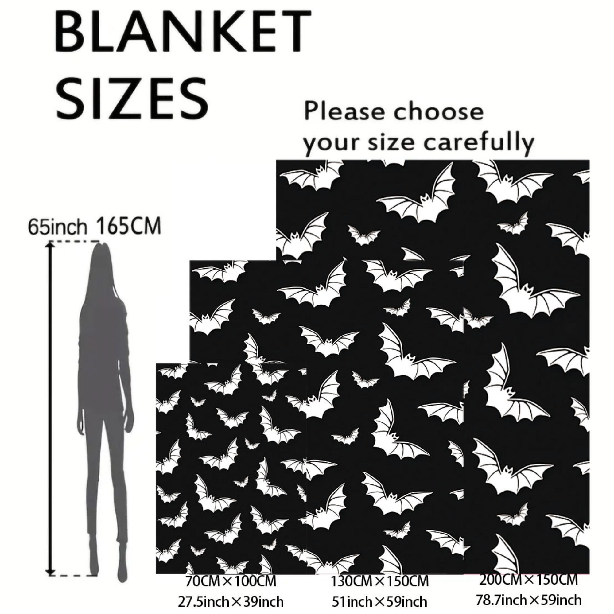 Bat Pattern Blanket, 1 Count Soft Comfortable Throw Blanket, Cool Bedroom Bedding Blankets, Napping Blanket for Home Office Camping, Halloween