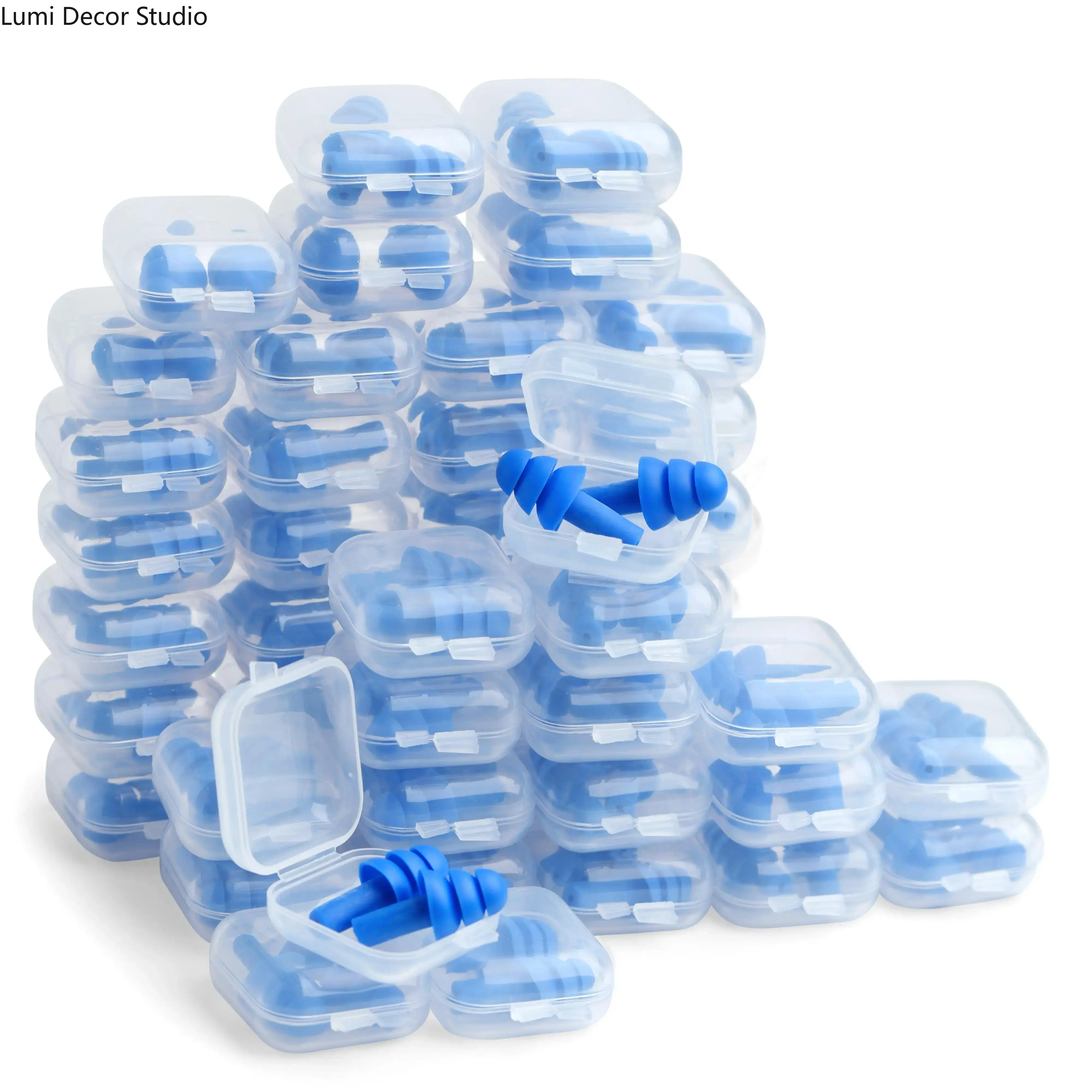 Reusable Silicone Sound-Dampening Earplugs Set for Adults - Waterproof, Long-Stem Easy-Remove Hearing Protection with Portable Storage Case, Sleep Aid for All Seasons