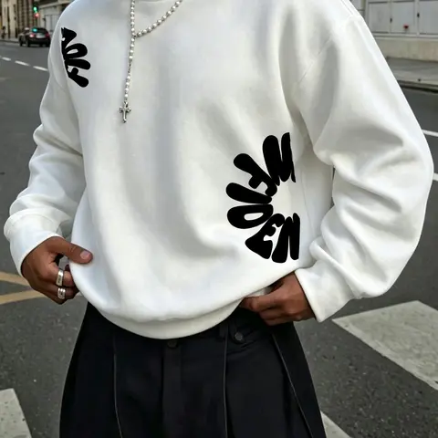 Letter Print Long Sleeve Baggy Hoodie, Soft Comfortable Fabric, Casual Street Style, Fall Winter Essential, Unisex, Five Sizes Available